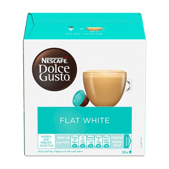 Nestle 12417129 Nescafe Dolce Gusto Flat White Coffee Capsules 16 Capsules